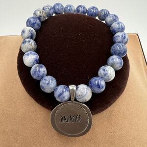 12mm Handmade Round Beaded Stretch Balance Bracelet Sodalite Semiprecious Stone